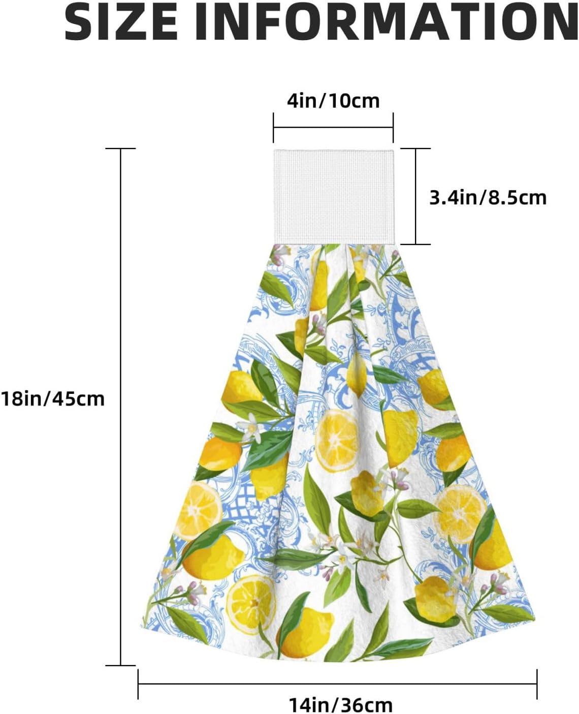 2 PCS Lemon Kitchen Hand Towels with Hanging Loops Absorbent Dish Oven Towel, Fast Drying Hanging Towels Tropic Leaves Lemon Decor for Home Kitchen Bathroom