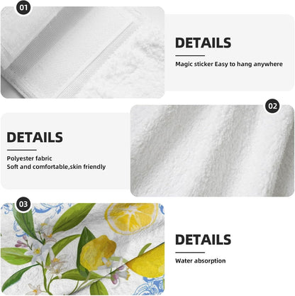 2 PCS Lemon Kitchen Hand Towels with Hanging Loops Absorbent Dish Oven Towel, Fast Drying Hanging Towels Tropic Leaves Lemon Decor for Home Kitchen Bathroom