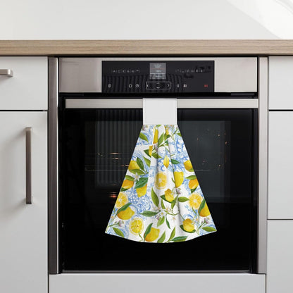 2 PCS Lemon Kitchen Hand Towels with Hanging Loops Absorbent Dish Oven Towel, Fast Drying Hanging Towels Tropic Leaves Lemon Decor for Home Kitchen Bathroom