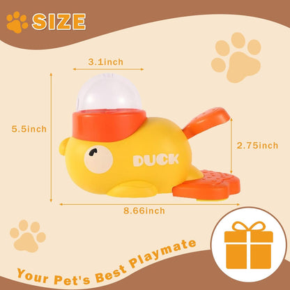 Interactive Treat Dispenser Toy for Dogs & Cats - 2-in-1 Food Puzzle Slow Feeder, Durable Cute Duck Shape, IQ Training, Reduces Bloating (Yellow-1)