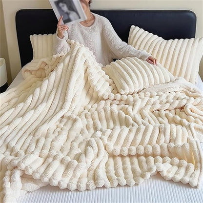Thickened Rabbit Plush Nap Blanket,Flannel Milk Velvet Cover Blanket,Winter Soft Cozy Shaggy Faux Rabbit Fur Throw Blanket,Office Nap Sofa Cover Blanket (Yellow, 100 * 150cm/39 * 59inch)