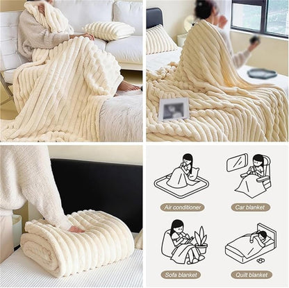 Thickened Rabbit Plush Nap Blanket,Flannel Milk Velvet Cover Blanket,Winter Soft Cozy Shaggy Faux Rabbit Fur Throw Blanket,Office Nap Sofa Cover Blanket (Yellow, 100 * 150cm/39 * 59inch)