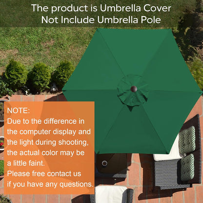 USA 7.5FT Replacement Covers 6 Ribs Market Patio Umbrella Canopy Cover (CANOPY ONLY) (Forest Green)