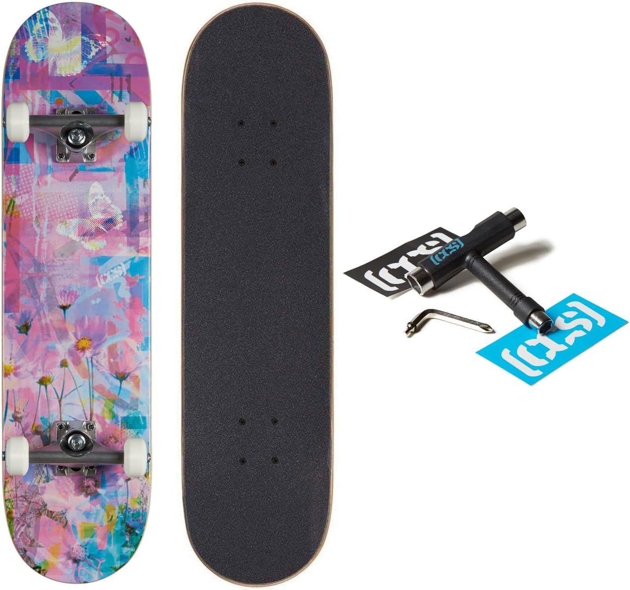 [ ] Skateboard Complete | Maple Wood | Professional Grade | Fully Assembled with Skate Tool & Stickers | Adults, Kids, Teens, Youth | Boys & Girls