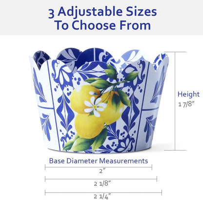 Blue and White Tile Talavera Cupcake Wrapper - Lemon Design Cupcake Wrapper