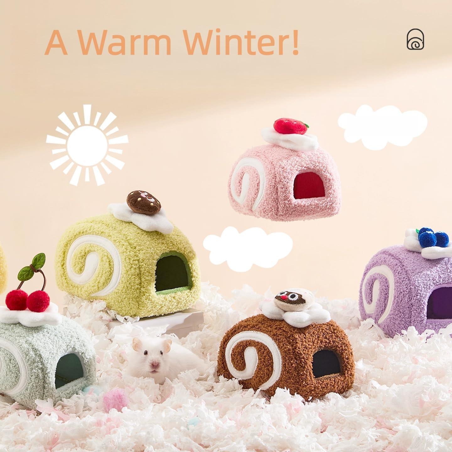 Rat Hamster Warm Bed House, Swiss Roll Cute Shape, Small Animal Cage Accessories for Mini Small Animal Mice, Chinchillas, Dwraf Hamsters, Multiple (Yellow (Cheese), S)