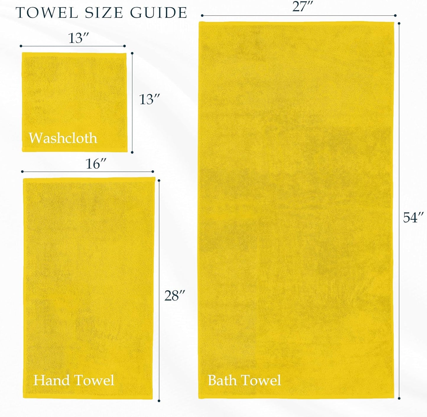 Mocassi Luxury 100% Turkish Cotton 2-Pack Bath Towel Set- Ultra Soft, Quick Dry Highly Absorbent 27 x 54 inch Premium Spa Hotel Quality 2PC Bath Towels - Luxurious Soft Bathroom Towels, Yellow