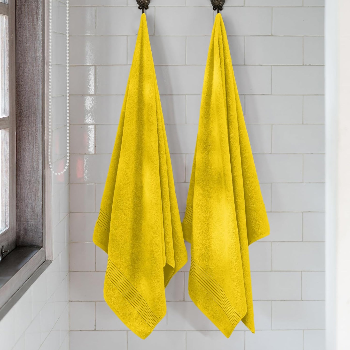 Mocassi Luxury 100% Turkish Cotton 2-Pack Bath Towel Set- Ultra Soft, Quick Dry Highly Absorbent 27 x 54 inch Premium Spa Hotel Quality 2PC Bath Towels - Luxurious Soft Bathroom Towels, Yellow