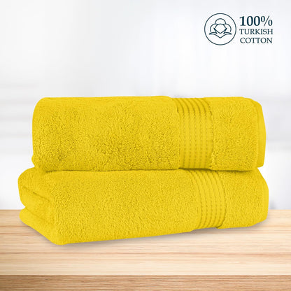 Mocassi Luxury 100% Turkish Cotton 2-Pack Bath Towel Set- Ultra Soft, Quick Dry Highly Absorbent 27 x 54 inch Premium Spa Hotel Quality 2PC Bath Towels - Luxurious Soft Bathroom Towels, Yellow