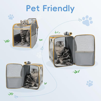 Cat Backpack Carrier, Collapsible and Breathability Cat Carrier Large for Cat Under 16 lbs, Dog and Small Pet Carrier Bag Used in Travel, Car