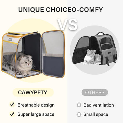 Cat Backpack Carrier, Collapsible and Breathability Cat Carrier Large for Cat Under 16 lbs, Dog and Small Pet Carrier Bag Used in Travel, Car