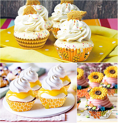450pcs Yellow Cupcake Liners - 9 Bee Designs for Parties & Celebrations
