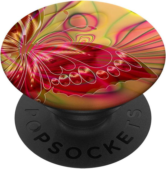 Cell Phone Button Pop Out Holder for Hand Pink Butterfly PopSockets PopGrip: Swappable Grip for Phones & Tablets