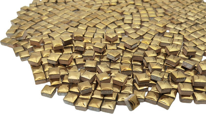 500PCS / 1.1LB Square Ceramic Mosaic Tiles, 0.4 x 0.4 inch Handmade Making Creative Micro Mosaic Tiles for DIY Art and Home Decorations (Yellow)