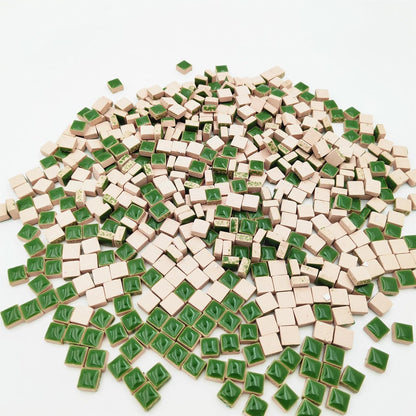 500PCS / 1.1LB Square Ceramic Mosaic Tiles, 0.4 x 0.4 inch Handmade Making Creative Micro Mosaic Tiles for DIY Art and Home Decorations (Yellow)
