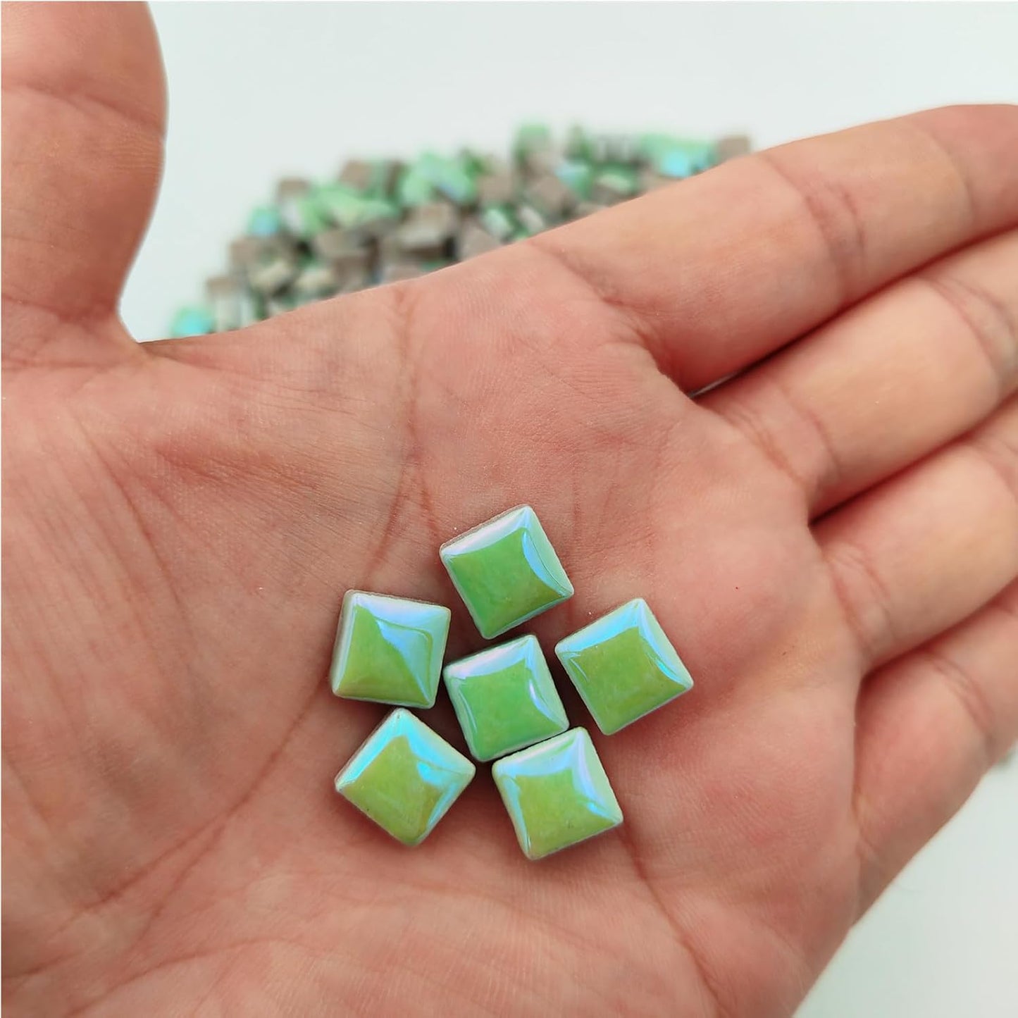500PCS / 1.1LB Square Ceramic Mosaic Tiles, 0.4 x 0.4 inch Handmade Making Creative Micro Mosaic Tiles for DIY Art and Home Decorations (Yellow)