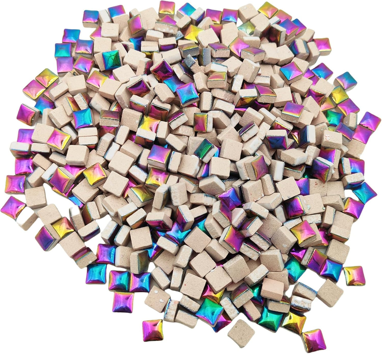 500PCS / 1.1LB Square Ceramic Mosaic Tiles, 0.4 x 0.4 inch Handmade Making Creative Micro Mosaic Tiles for DIY Art and Home Decorations (Yellow)