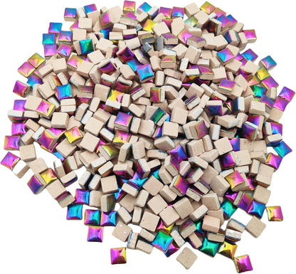 500PCS / 1.1LB Square Ceramic Mosaic Tiles, 0.4 x 0.4 inch Handmade Making Creative Micro Mosaic Tiles for DIY Art and Home Decorations (Yellow)