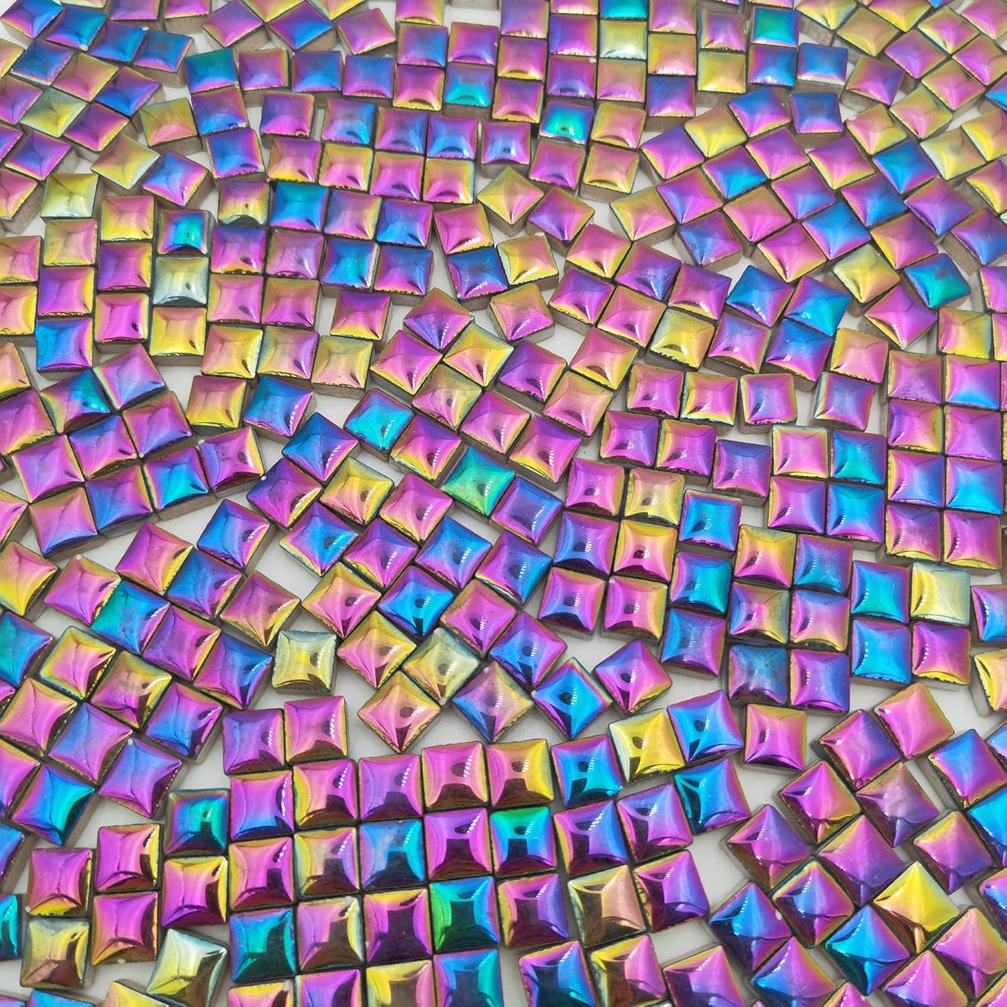 500PCS / 1.1LB Square Ceramic Mosaic Tiles, 0.4 x 0.4 inch Handmade Making Creative Micro Mosaic Tiles for DIY Art and Home Decorations (Yellow)