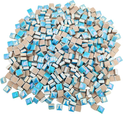 500PCS / 1.1LB Square Ceramic Mosaic Tiles, 0.4 x 0.4 inch Handmade Making Creative Micro Mosaic Tiles for DIY Art and Home Decorations (Yellow)