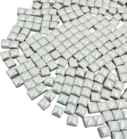 500PCS / 1.1LB Square Ceramic Mosaic Tiles, 0.4 x 0.4 inch Handmade Making Creative Micro Mosaic Tiles for DIY Art and Home Decorations (Yellow)