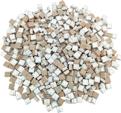 500PCS / 1.1LB Square Ceramic Mosaic Tiles, 0.4 x 0.4 inch Handmade Making Creative Micro Mosaic Tiles for DIY Art and Home Decorations (Yellow)
