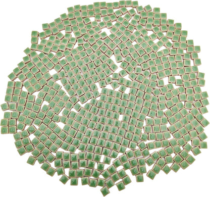 500PCS / 1.1LB Square Ceramic Mosaic Tiles, 0.4 x 0.4 inch Handmade Making Creative Micro Mosaic Tiles for DIY Art and Home Decorations (Yellow)