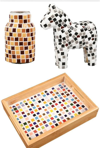 500PCS / 1.1LB Square Ceramic Mosaic Tiles, 0.4 x 0.4 inch Handmade Making Creative Micro Mosaic Tiles for DIY Art and Home Decorations (Yellow)