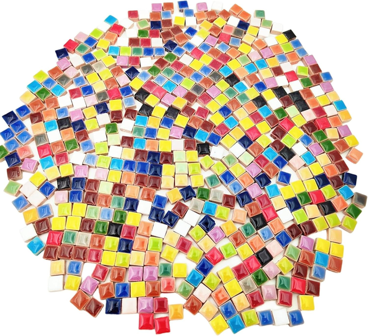500PCS / 1.1LB Square Ceramic Mosaic Tiles, 0.4 x 0.4 inch Handmade Making Creative Micro Mosaic Tiles for DIY Art and Home Decorations (Yellow)