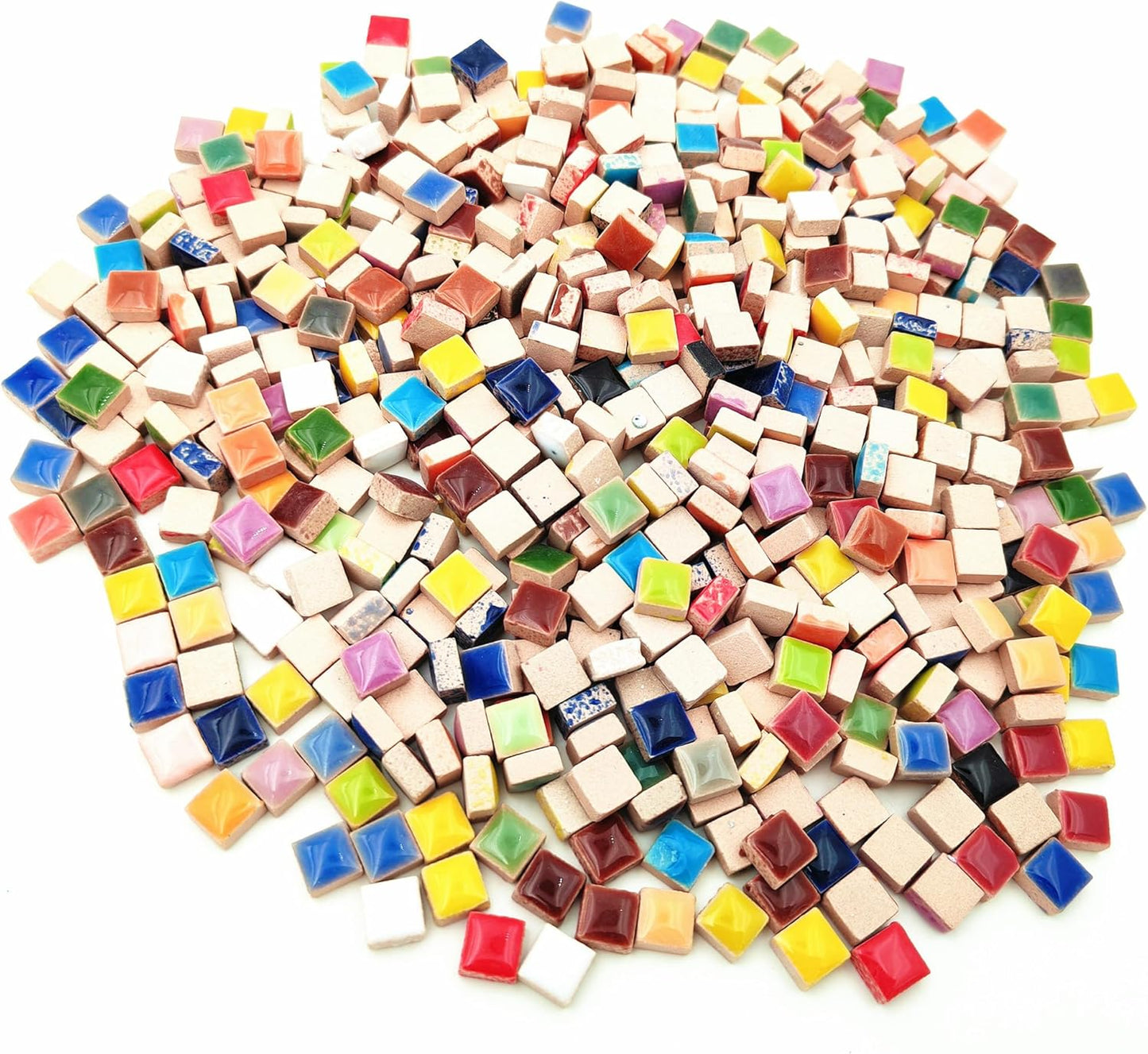 500PCS / 1.1LB Square Ceramic Mosaic Tiles, 0.4 x 0.4 inch Handmade Making Creative Micro Mosaic Tiles for DIY Art and Home Decorations (Yellow)