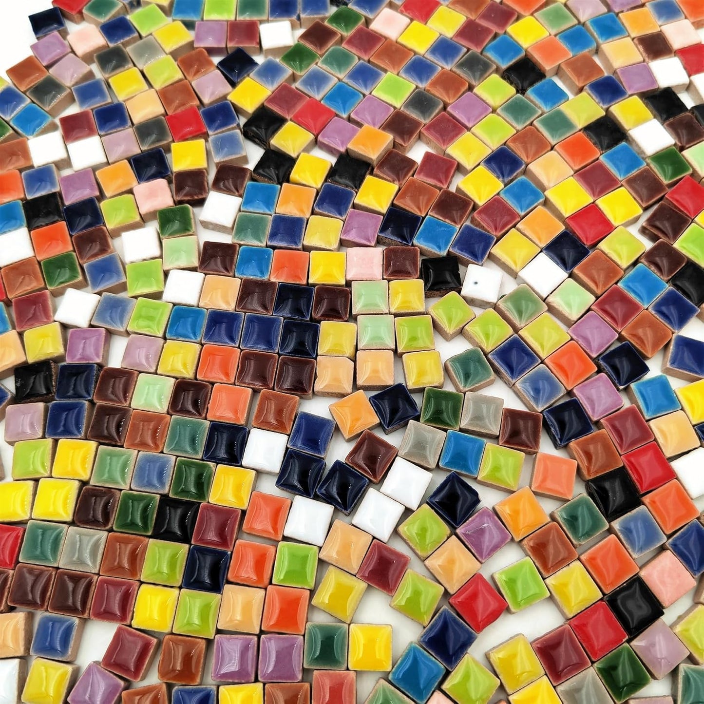 500PCS / 1.1LB Square Ceramic Mosaic Tiles, 0.4 x 0.4 inch Handmade Making Creative Micro Mosaic Tiles for DIY Art and Home Decorations (Yellow)
