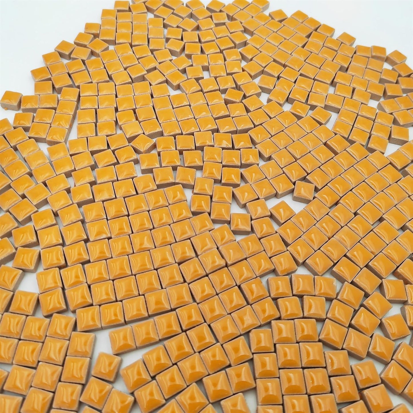 500PCS / 1.1LB Square Ceramic Mosaic Tiles, 0.4 x 0.4 inch Handmade Making Creative Micro Mosaic Tiles for DIY Art and Home Decorations (Yellow)