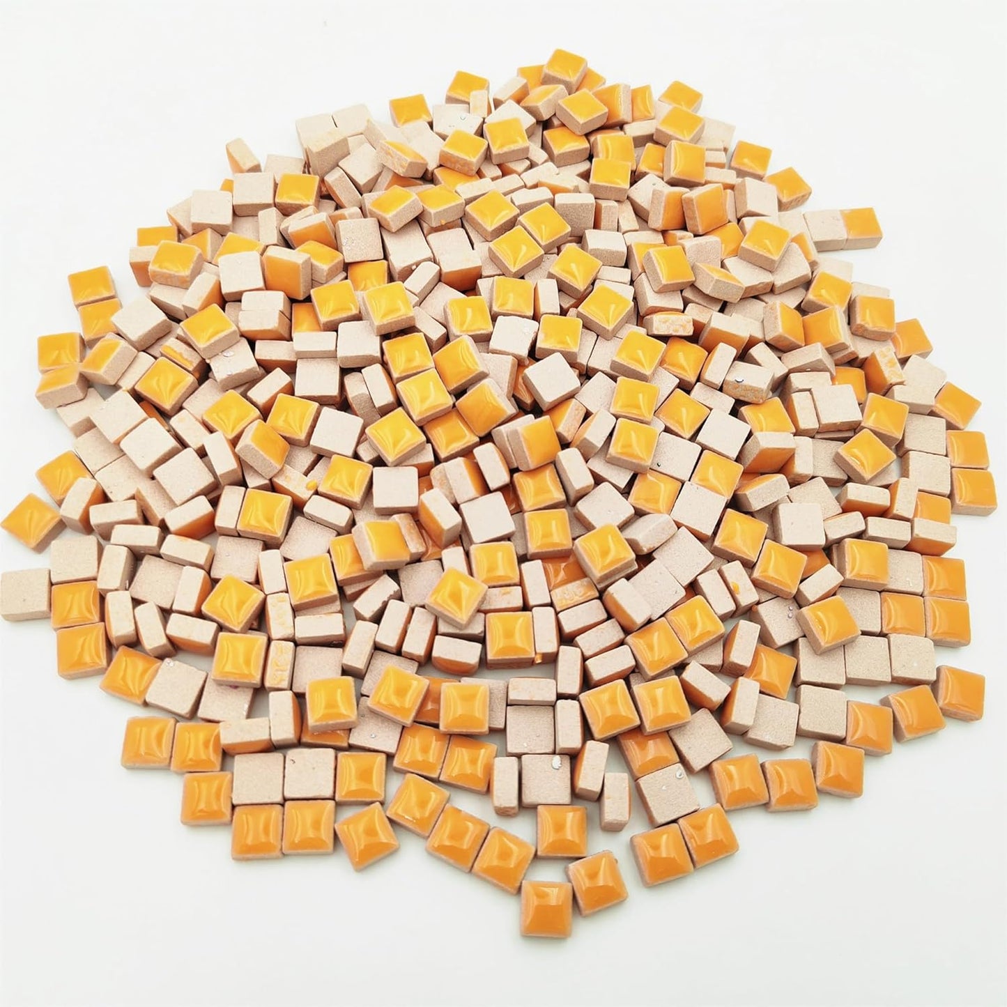 500PCS / 1.1LB Square Ceramic Mosaic Tiles, 0.4 x 0.4 inch Handmade Making Creative Micro Mosaic Tiles for DIY Art and Home Decorations (Yellow)