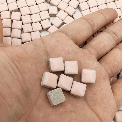500PCS / 1.1LB Square Ceramic Mosaic Tiles, 0.4 x 0.4 inch Handmade Making Creative Micro Mosaic Tiles for DIY Art and Home Decorations (Yellow)