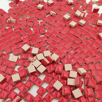 500PCS / 1.1LB Square Ceramic Mosaic Tiles, 0.4 x 0.4 inch Handmade Making Creative Micro Mosaic Tiles for DIY Art and Home Decorations (Yellow)