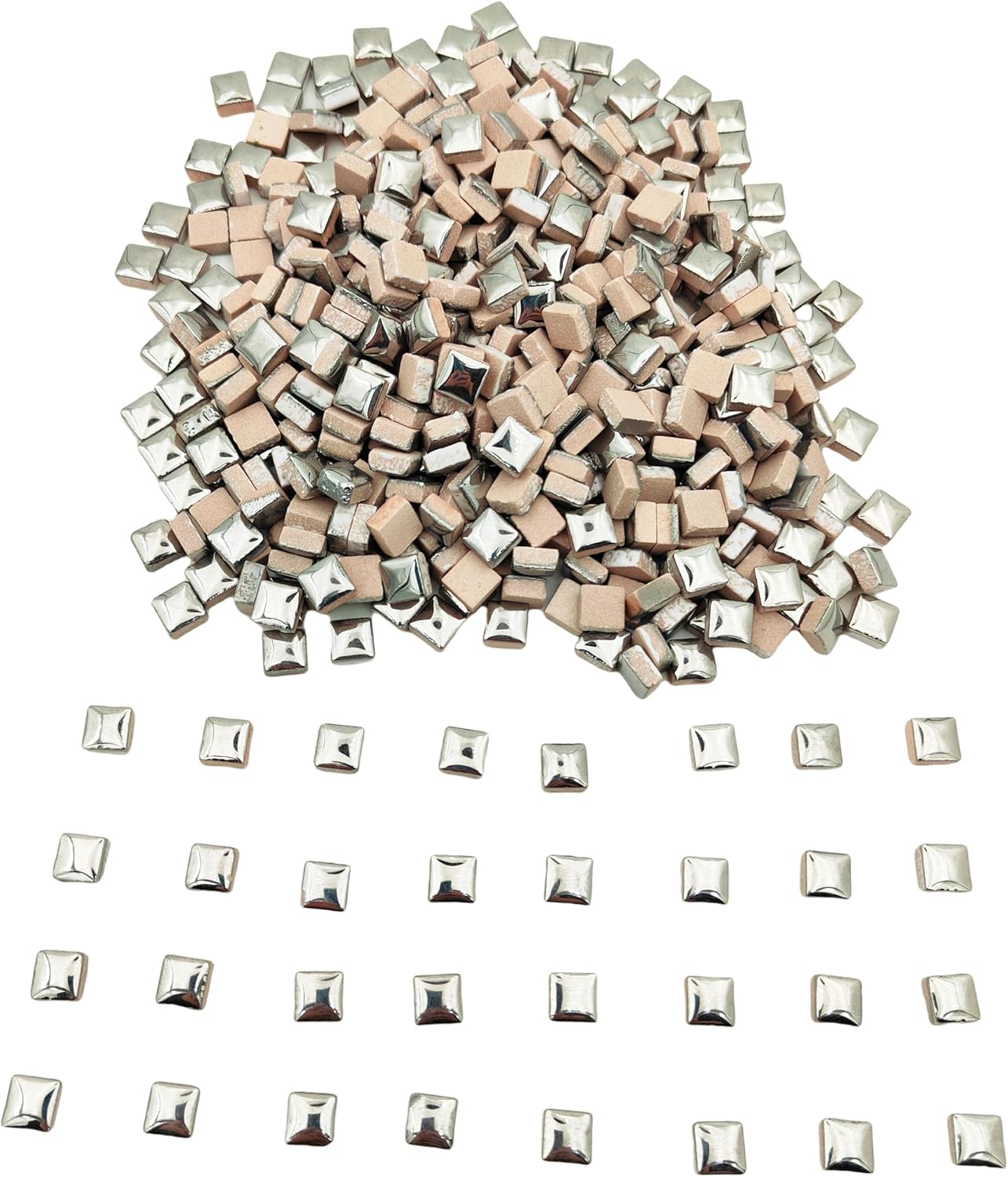 500PCS / 1.1LB Square Ceramic Mosaic Tiles, 0.4 x 0.4 inch Handmade Making Creative Micro Mosaic Tiles for DIY Art and Home Decorations (Yellow)