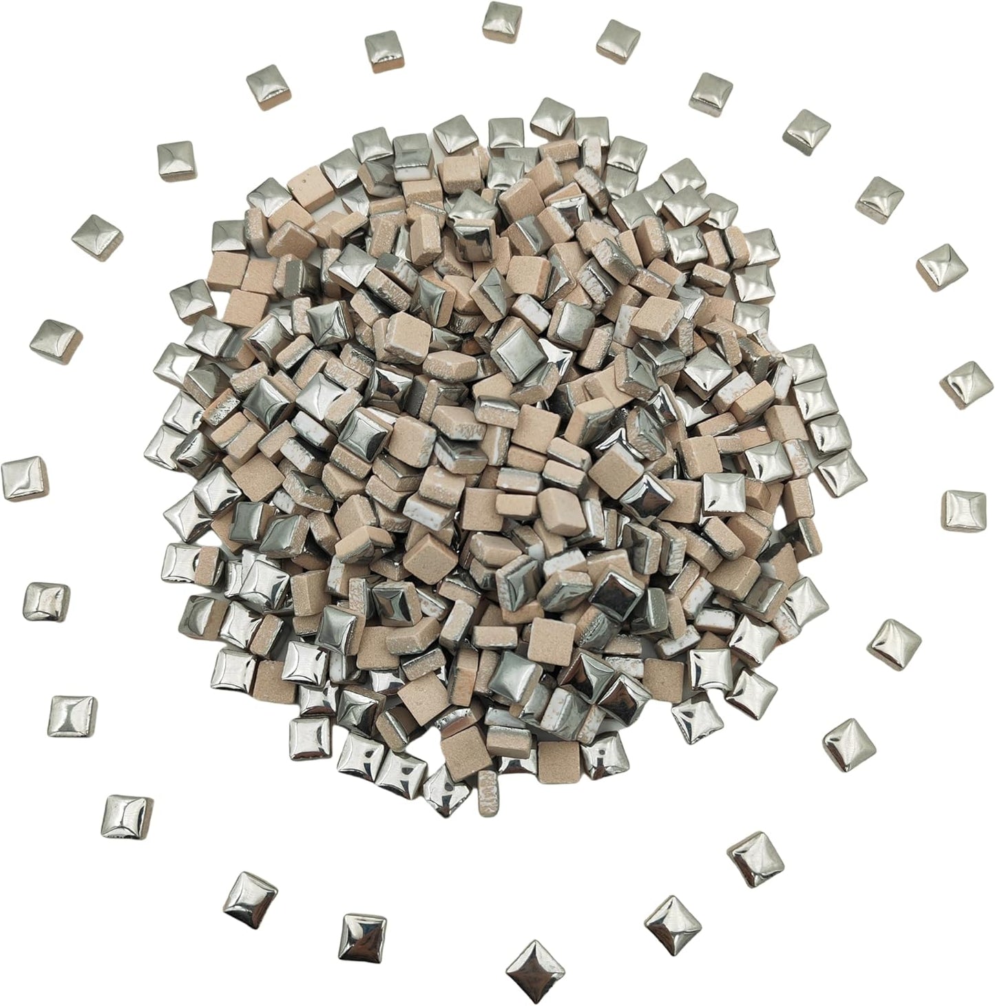 500PCS / 1.1LB Square Ceramic Mosaic Tiles, 0.4 x 0.4 inch Handmade Making Creative Micro Mosaic Tiles for DIY Art and Home Decorations (Yellow)