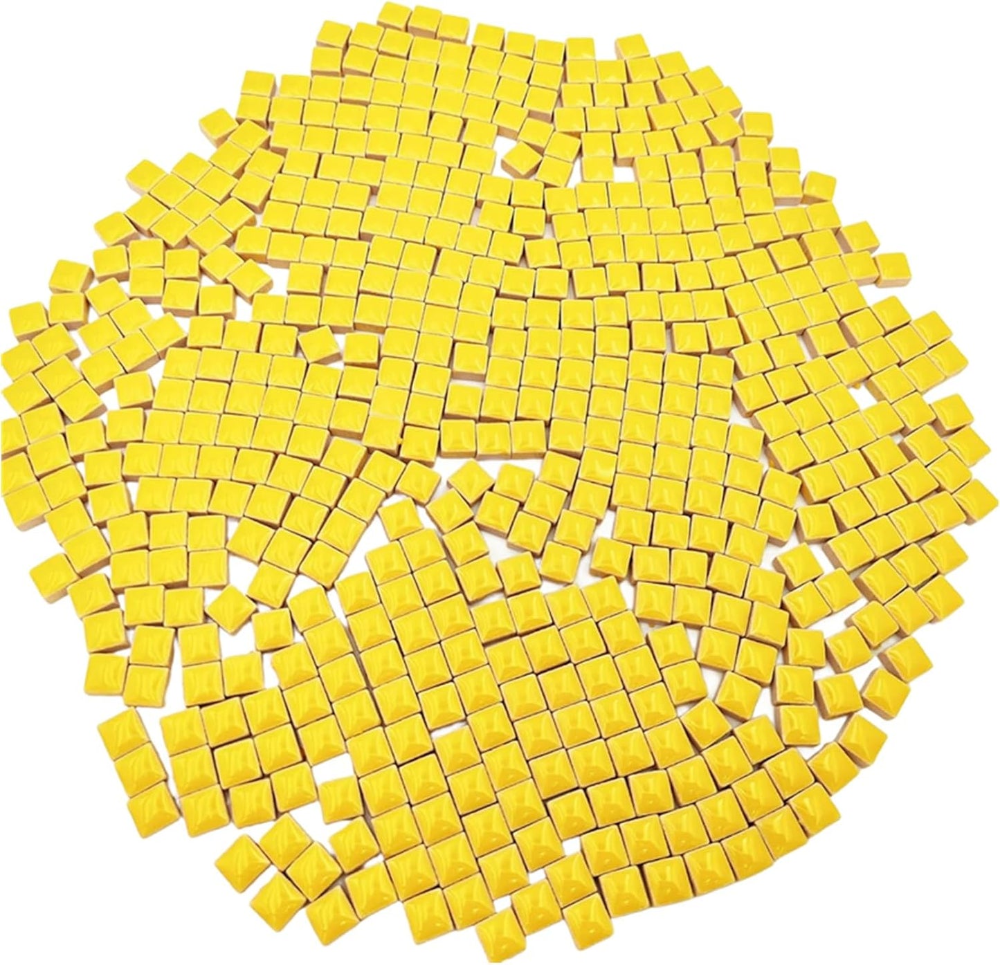 500PCS / 1.1LB Square Ceramic Mosaic Tiles, 0.4 x 0.4 inch Handmade Making Creative Micro Mosaic Tiles for DIY Art and Home Decorations (Yellow)