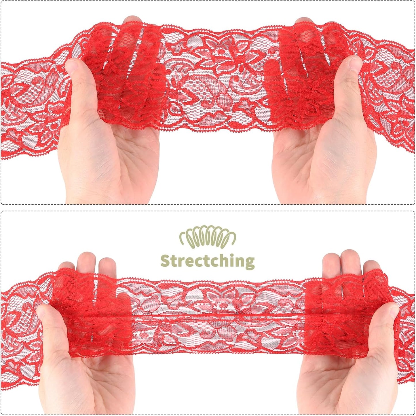 3 Inch 5Yard Elastic Lace Ribbon Floral Pattern Yellow | Wide Stretch Lace Trim Embroidered Fabric for Sewing Making, and DIY Crafts, Gift Wrapping, Bouquets, Wedding Decor