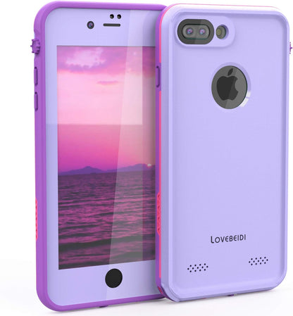for iPhone 8 7 Plus Waterproof Case Cover Built-in Screen Protector Fully Sealed Life Shockproof Snowproof Underwater Protective Cases for iPhone iPhone 8 7 Plus 5.5" (Purple/Rose/Orchid)