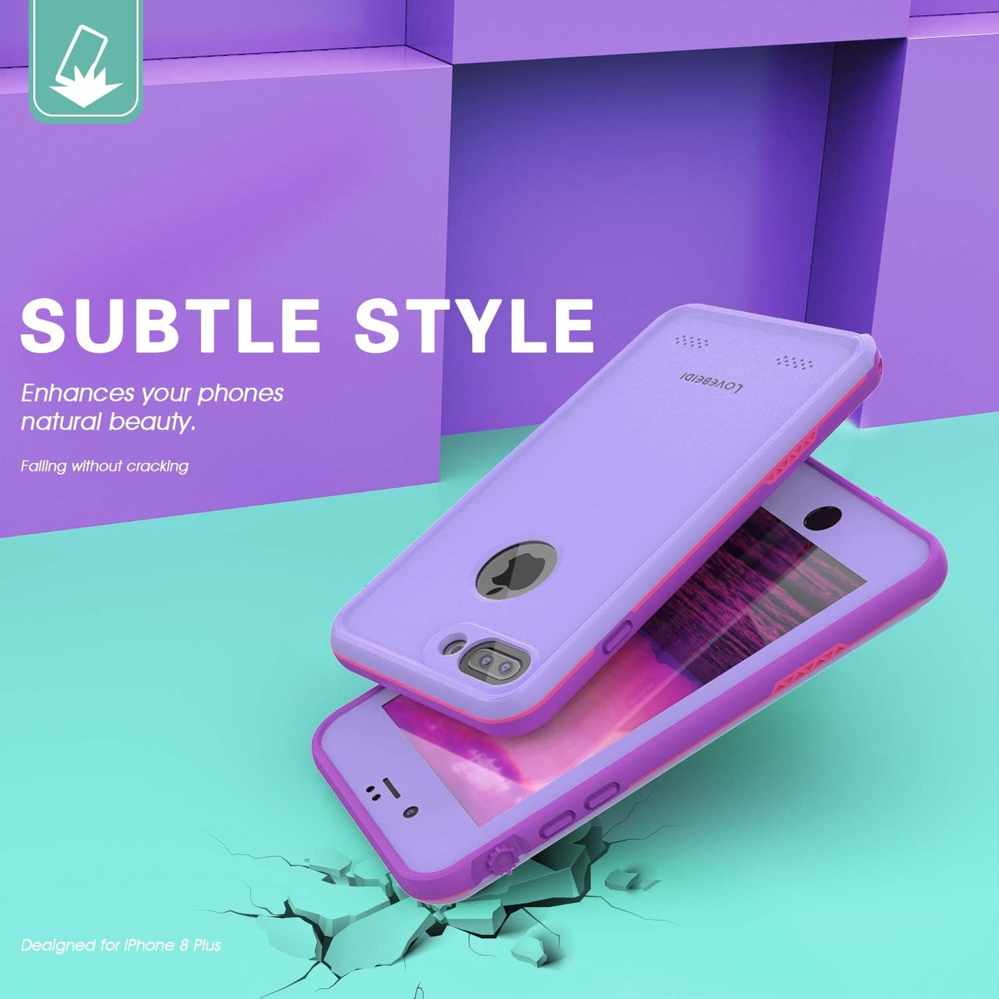 for iPhone 8 7 Plus Waterproof Case Cover Built-in Screen Protector Fully Sealed Life Shockproof Snowproof Underwater Protective Cases for iPhone iPhone 8 7 Plus 5.5" (Purple/Rose/Orchid)