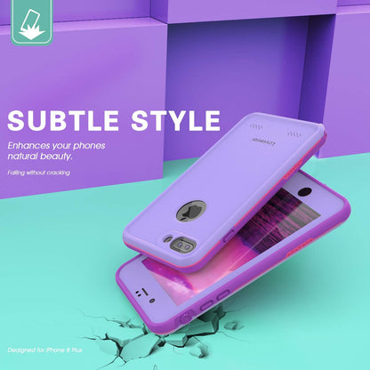 for iPhone 8 7 Plus Waterproof Case Cover Built-in Screen Protector Fully Sealed Life Shockproof Snowproof Underwater Protective Cases for iPhone iPhone 8 7 Plus 5.5" (Purple/Rose/Orchid)