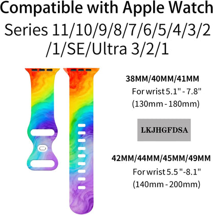 Marble Watch Band Compatible with Apple Watch, Soft Silicone Strap Adjustable Replacement for Iwatch Bands All Series