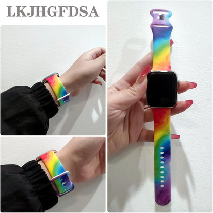 Marble Watch Band Compatible with Apple Watch, Soft Silicone Strap Adjustable Replacement for Iwatch Bands All Series