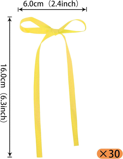 30 PCS Bow Cupcake Toppers Yellow Bowknot Ribbons Coquette Bow Girls Birthday Cake Decorations Bow Cake Toppers Bowknot Cupcake Picks for Wedding Bridal Birthday Baby Shower Party Supplies