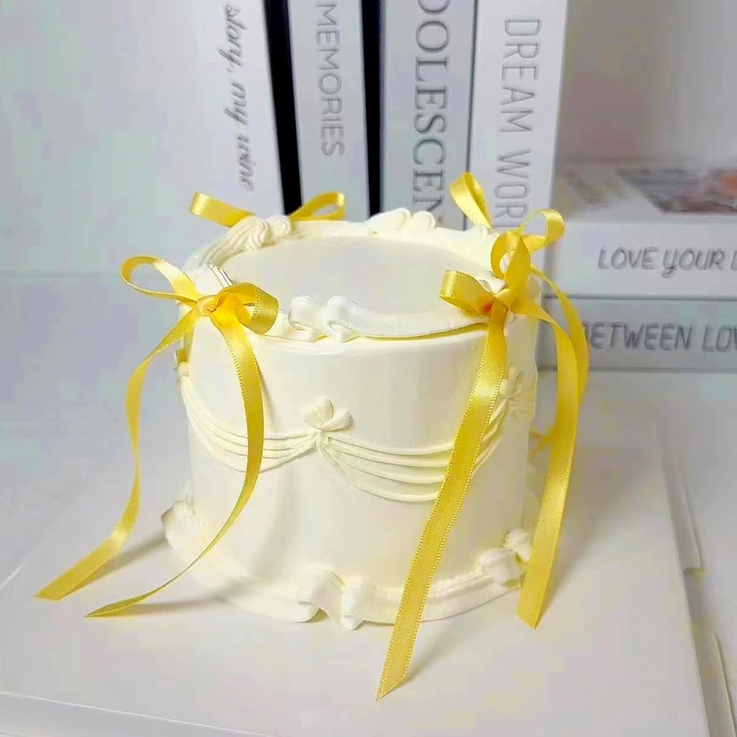 30 PCS Bow Cupcake Toppers Yellow Bowknot Ribbons Coquette Bow Girls Birthday Cake Decorations Bow Cake Toppers Bowknot Cupcake Picks for Wedding Bridal Birthday Baby Shower Party Supplies