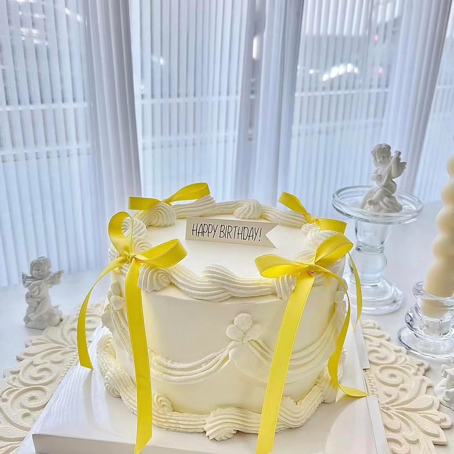 30 PCS Bow Cupcake Toppers Yellow Bowknot Ribbons Coquette Bow Girls Birthday Cake Decorations Bow Cake Toppers Bowknot Cupcake Picks for Wedding Bridal Birthday Baby Shower Party Supplies