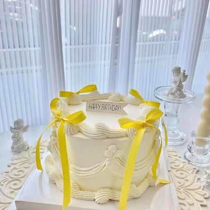30 PCS Bow Cupcake Toppers Yellow Bowknot Ribbons Coquette Bow Girls Birthday Cake Decorations Bow Cake Toppers Bowknot Cupcake Picks for Wedding Bridal Birthday Baby Shower Party Supplies