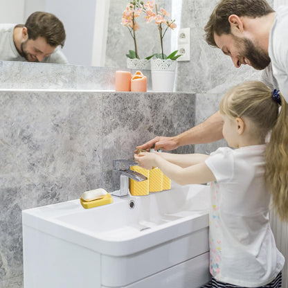 Bathroom Accessories Set Ceramic Soap Dispenser Toothbrush Holder Bathroom Tumbler Soap Dish Bathroom Decor Vibrant Modern Bathroom Set (Yellow 4-Piece Suit)