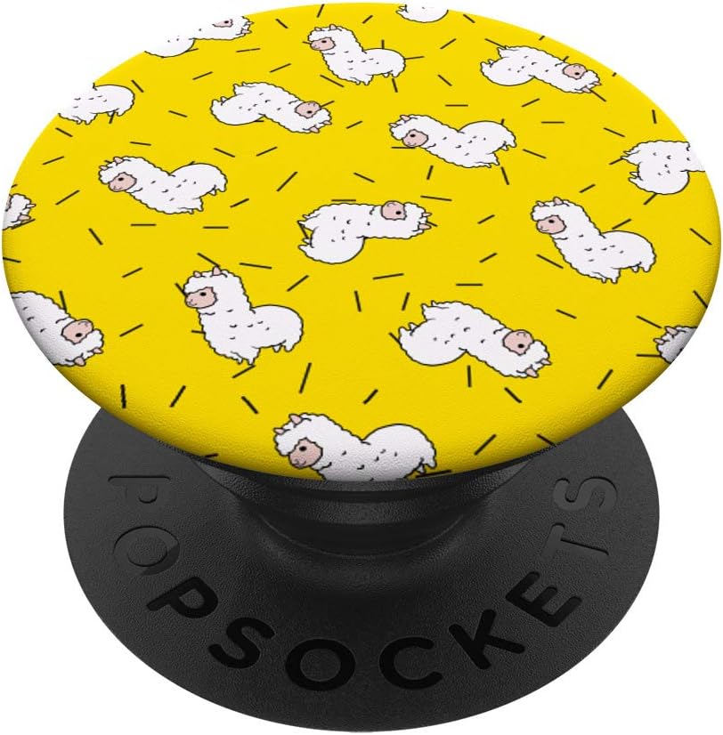 White Llama Patterned Yellow Pattern Llamas PopSockets Swappable PopGrip